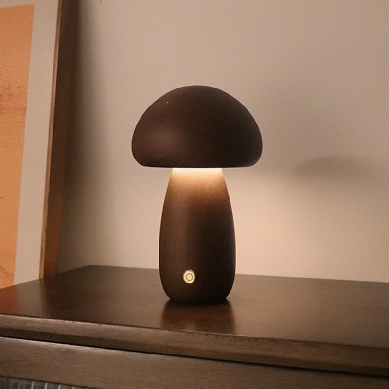 Wooden Mushroom Table Lamp