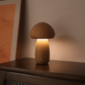 Wooden Mushroom Table Lamp